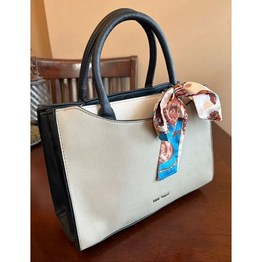 NINE WEST - EUC Tri-Color Tailored Faux Leather Satchel. Organization Galore